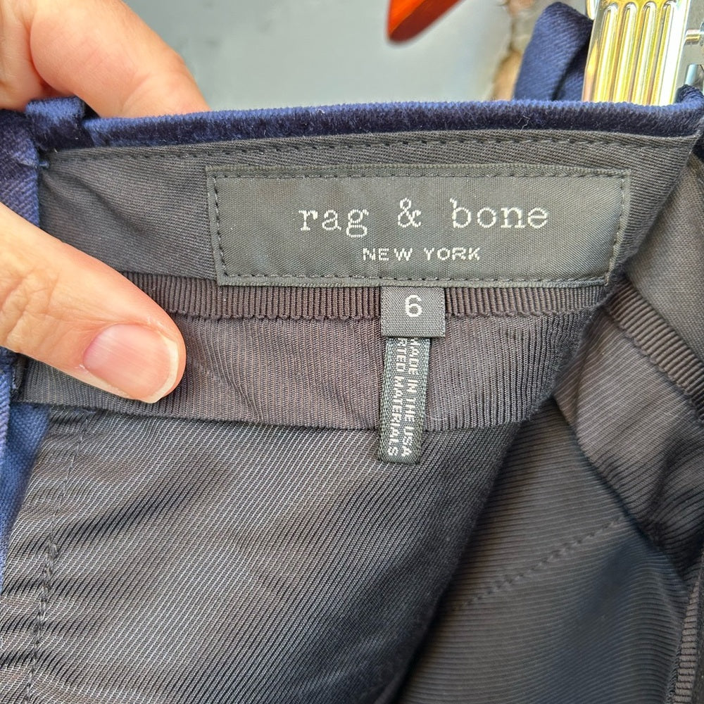 rag & bone navy velvet pants, size 6