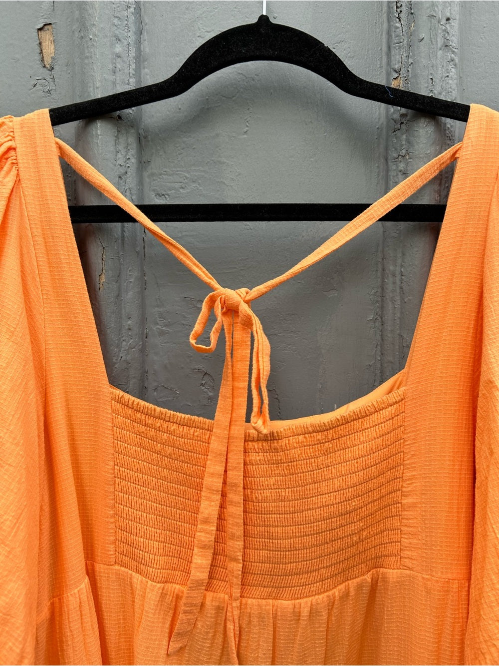 Anthropologie Orange Puff Sleeve tiered Dress, size XL