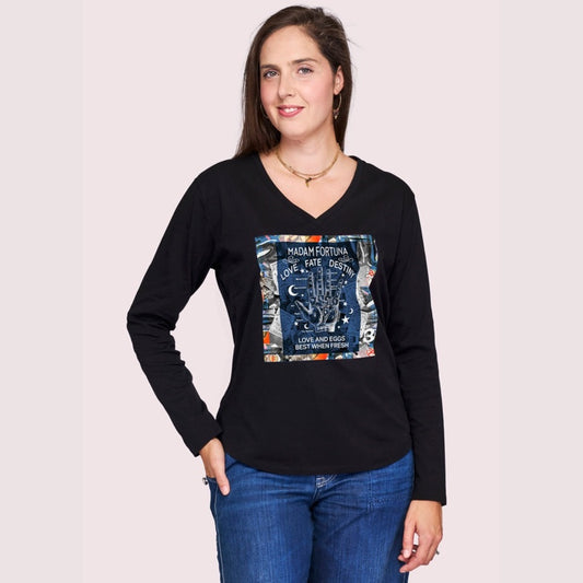 Suzi Roher The Victoria Madame Fortuna long sleeve tee, size Small