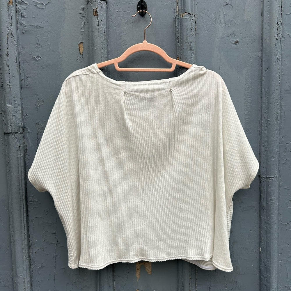 Hackwith Design House White Ribbed Tee, 1/2 (size 1X/2X)