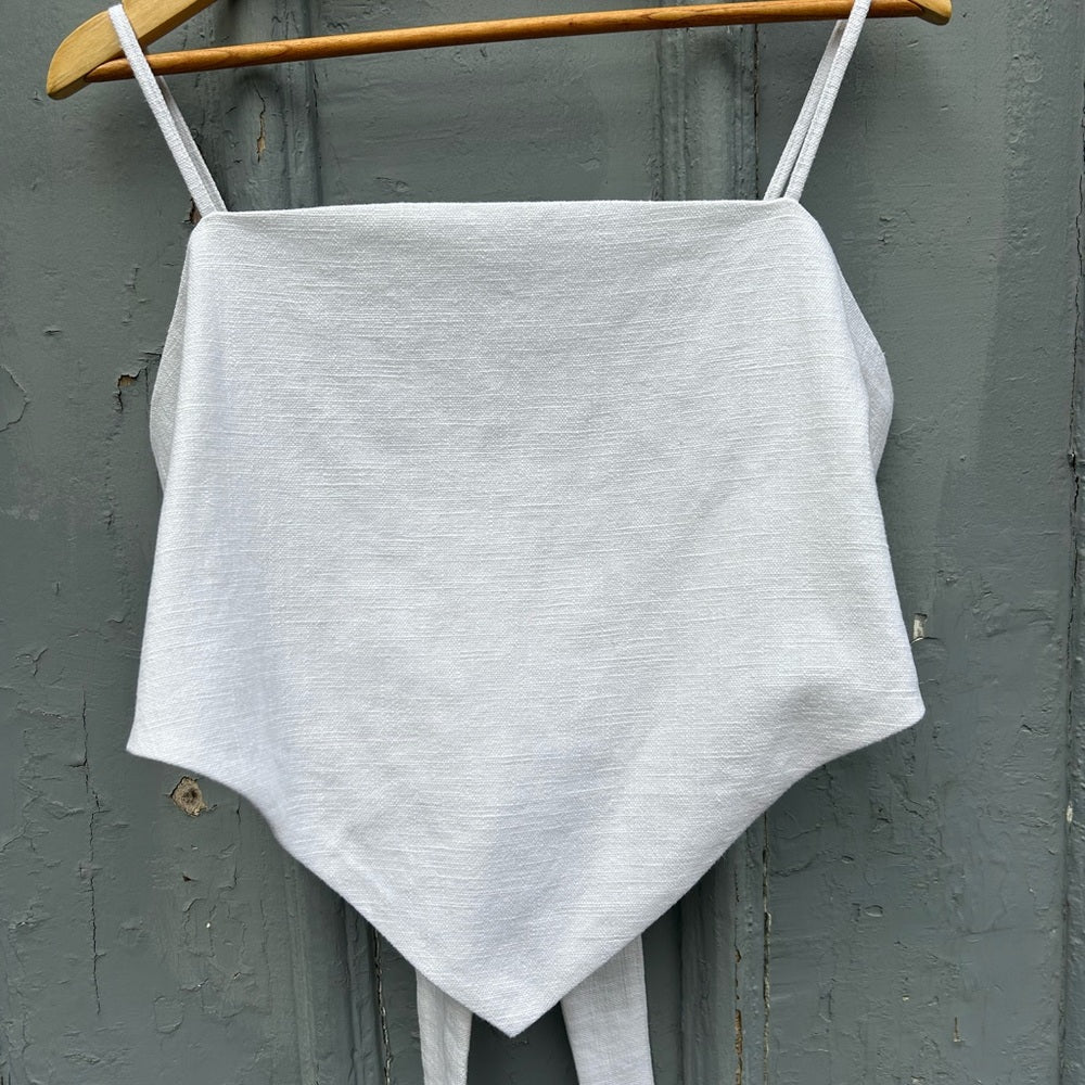 Hilary MacMillan White Linen Blend Handkerchief Tie Tank, BNWT, XL