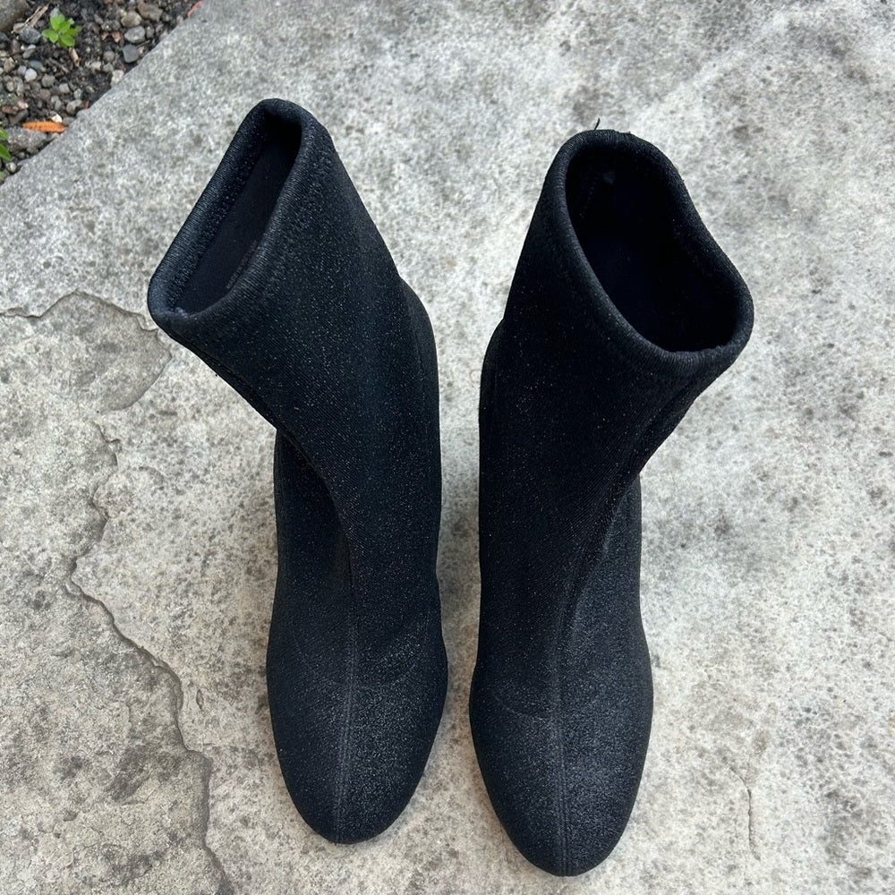 Michael Michael Kors Mandy Black Glitter Stretch-Knit Ankle Boot, size 10