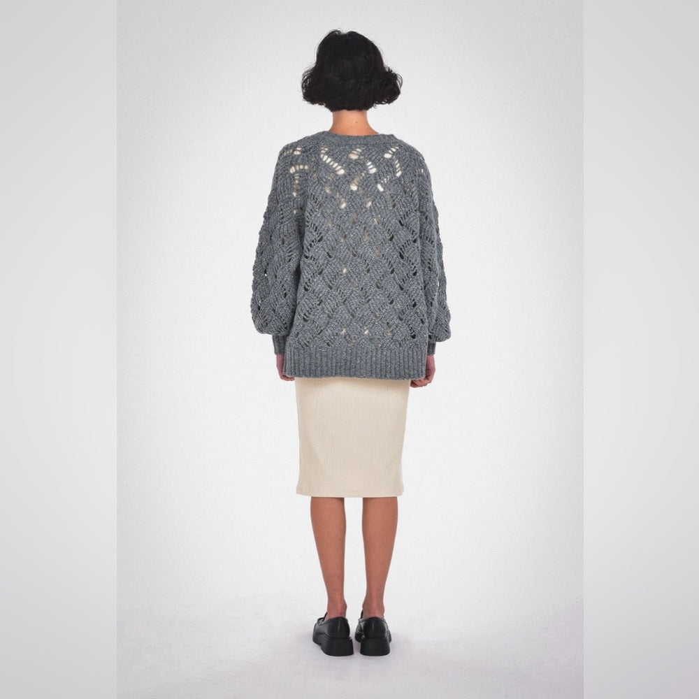 Paper Label Lynn Grey Wool/alpaca Cardigan, size M