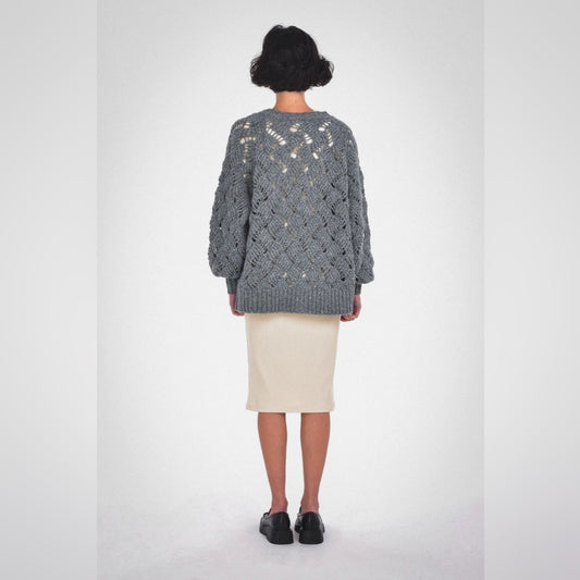 Paper Label Lynn Grey Wool/alpaca Cardigan, size M