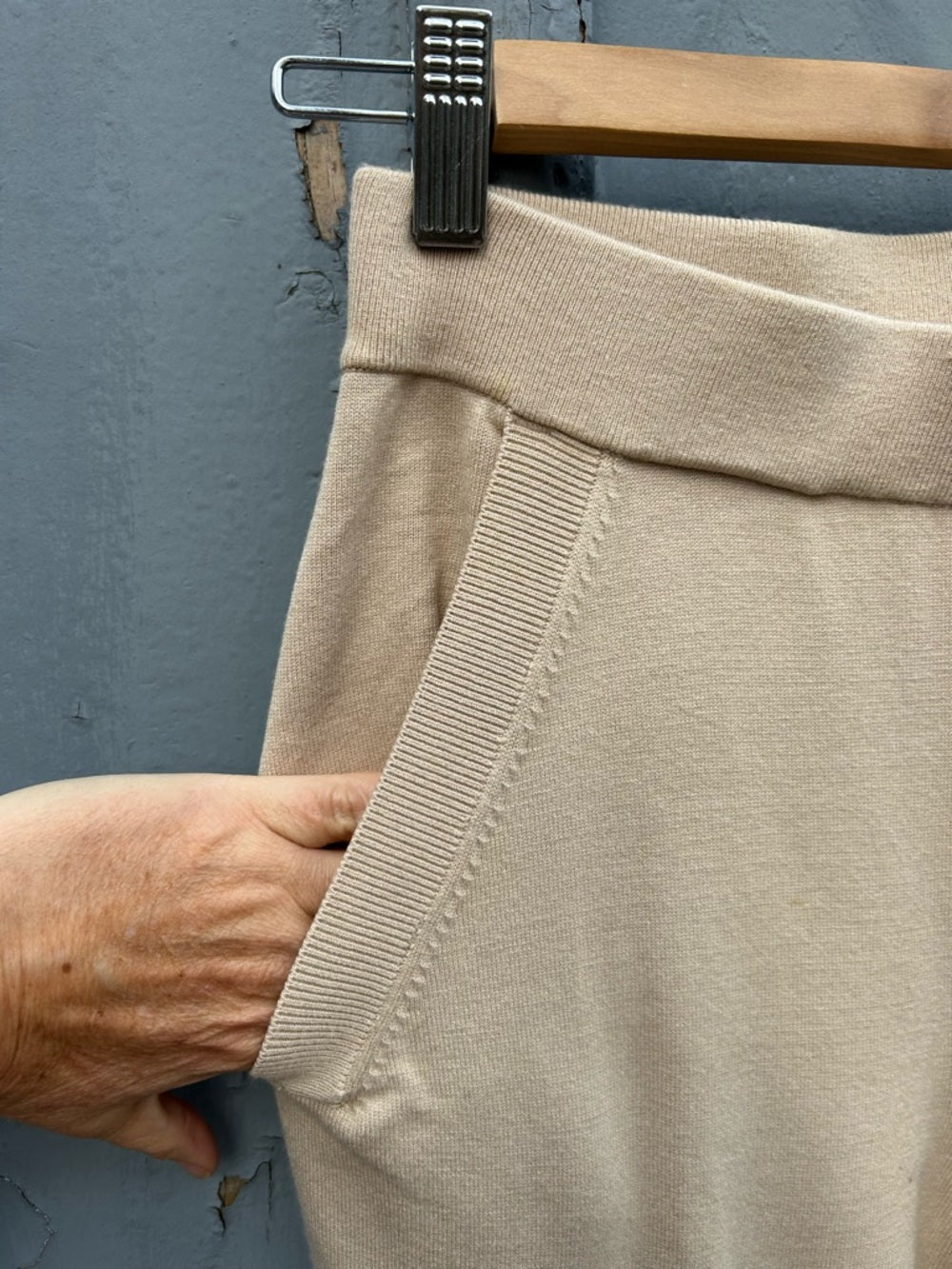 Babaton Knit Beige Rodin Lounge Pants, size XS
