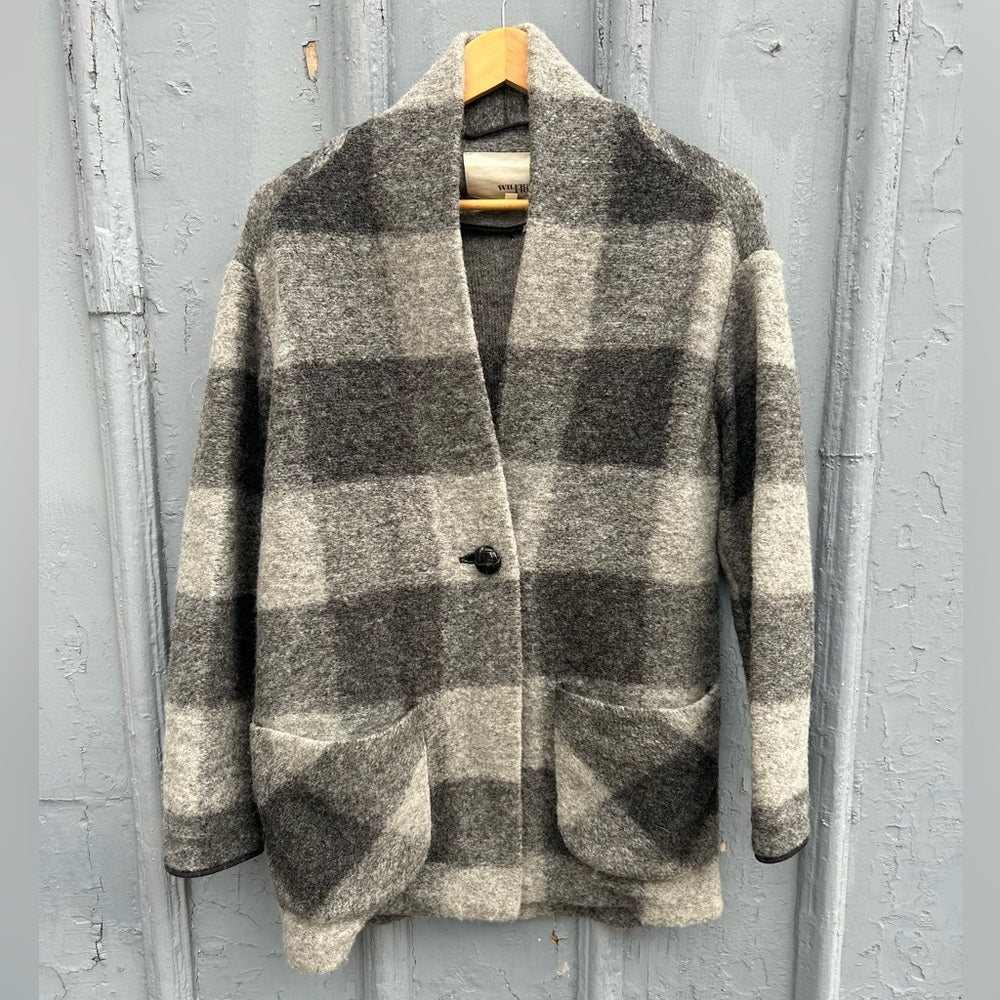 Wilfred Free Grey Plaid Off Duty Jacket, Small