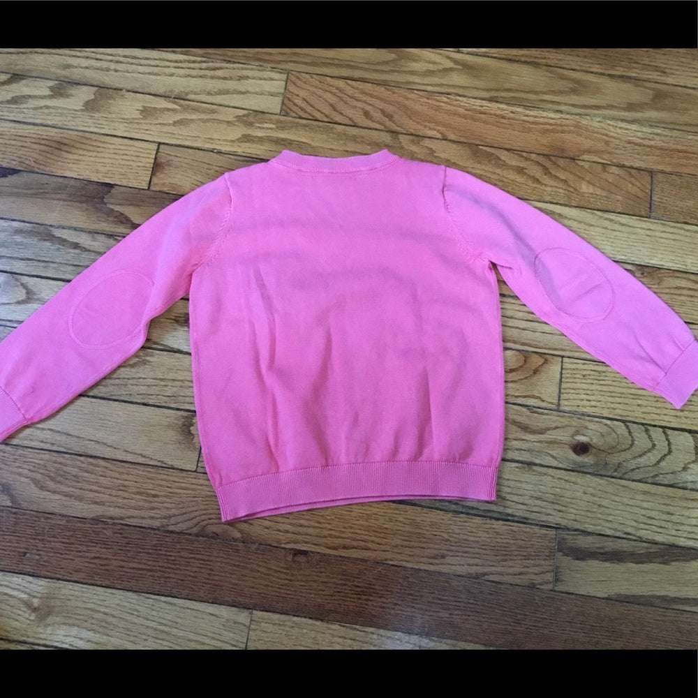 Bonpoint Preppy Pink Cotton V neck sweater, Size 4T