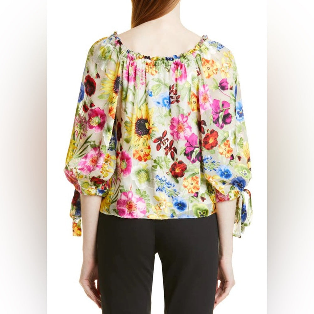 Alice Olivia Alta Flower Print Blouse, Large