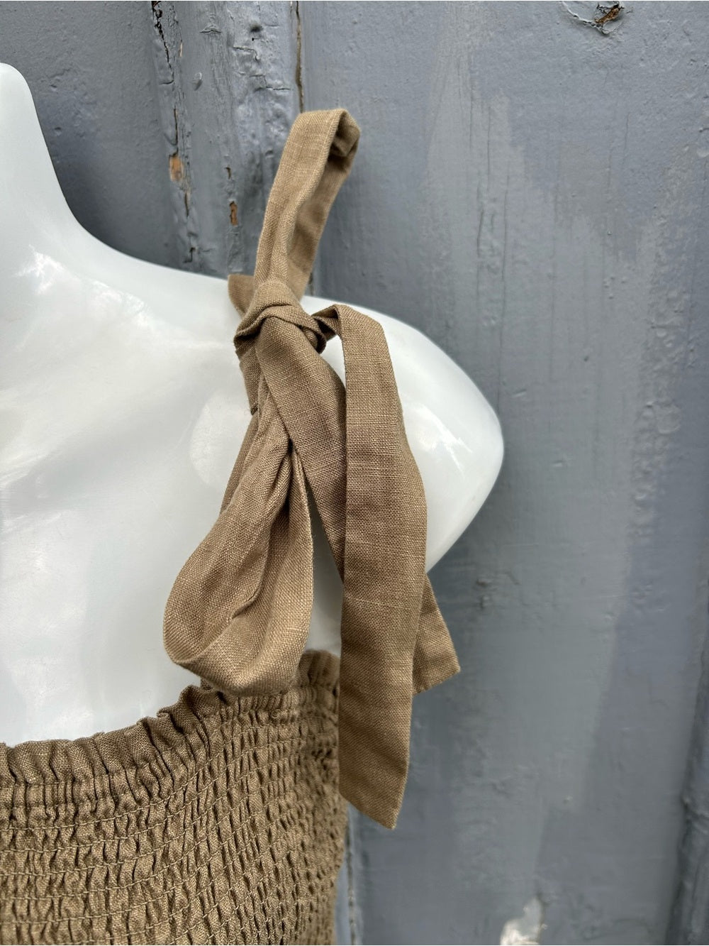 Wilfred Khaki Golden Hour Smocked Dress, size Large