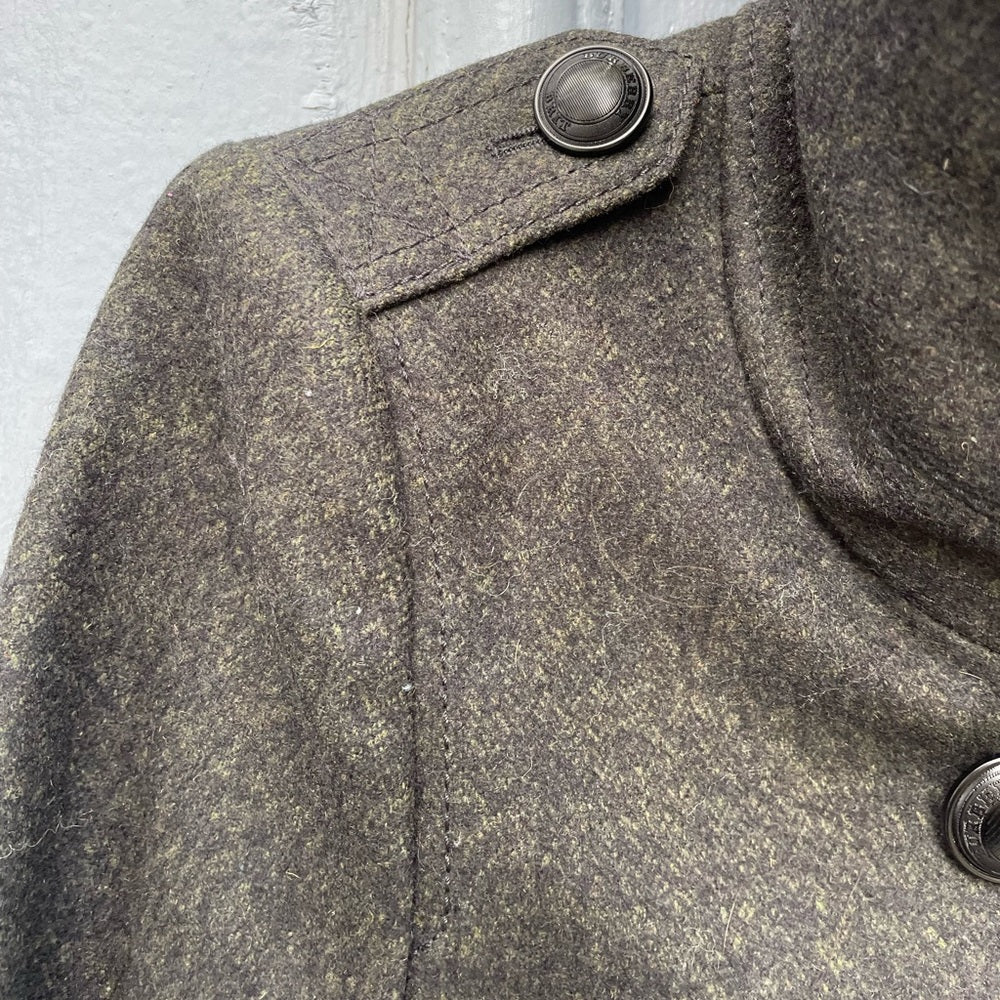 Burberry Brit Olive Green Wool Pea Coat, size 4