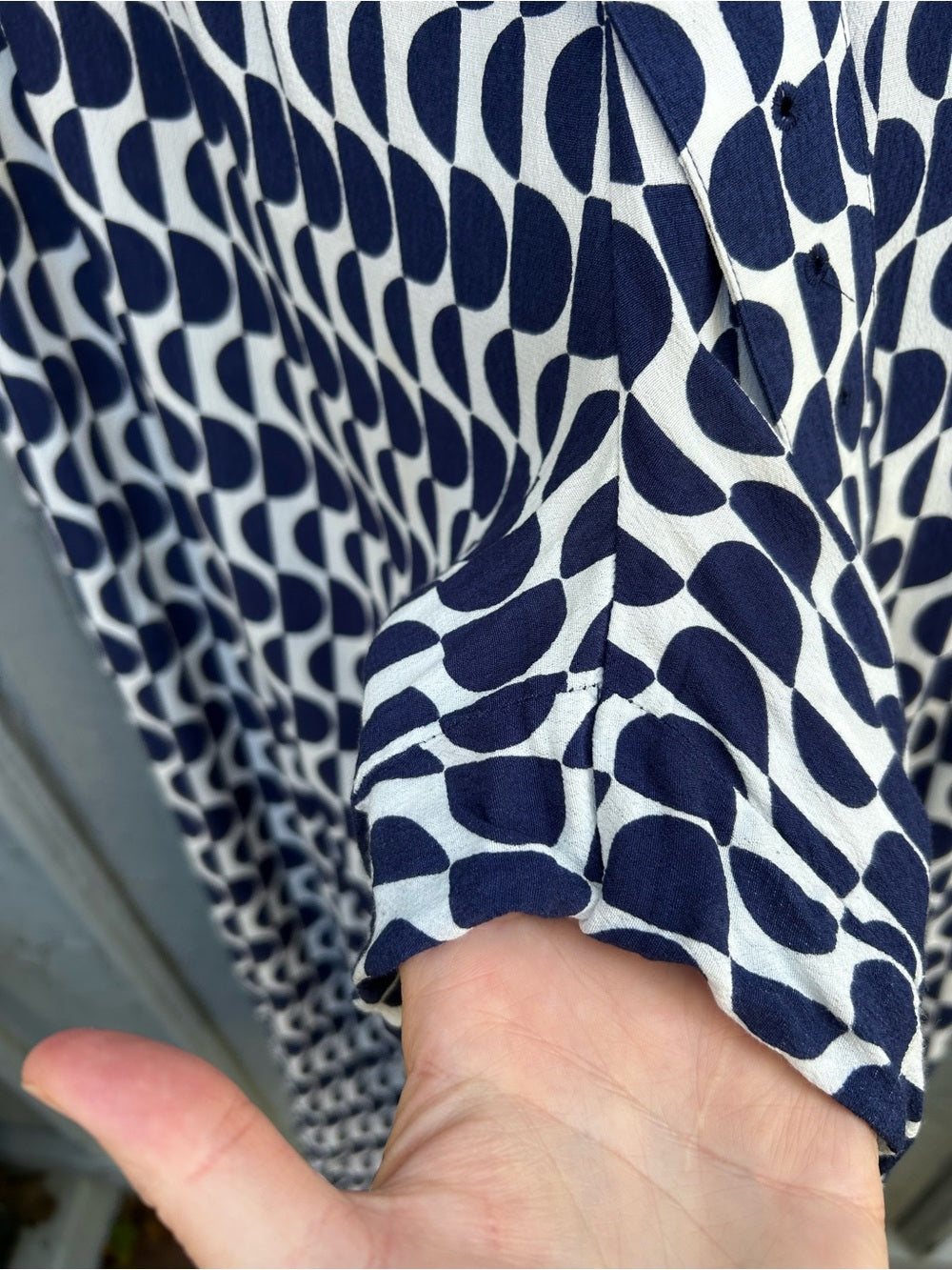 Olsen Blue & White Geometric Anna Pant, Size 16
