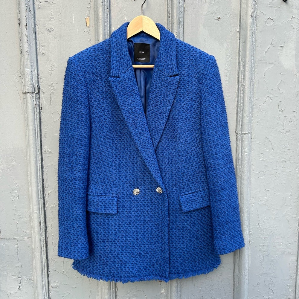 MNG blue Tweed blazer Jacket, size XXL