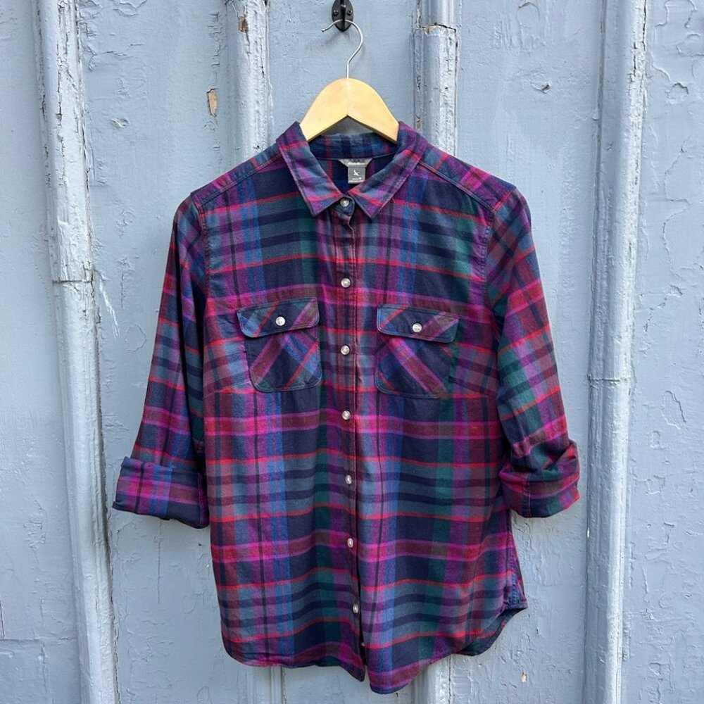 Eddie Bauer Plaid Flannel button down, size M