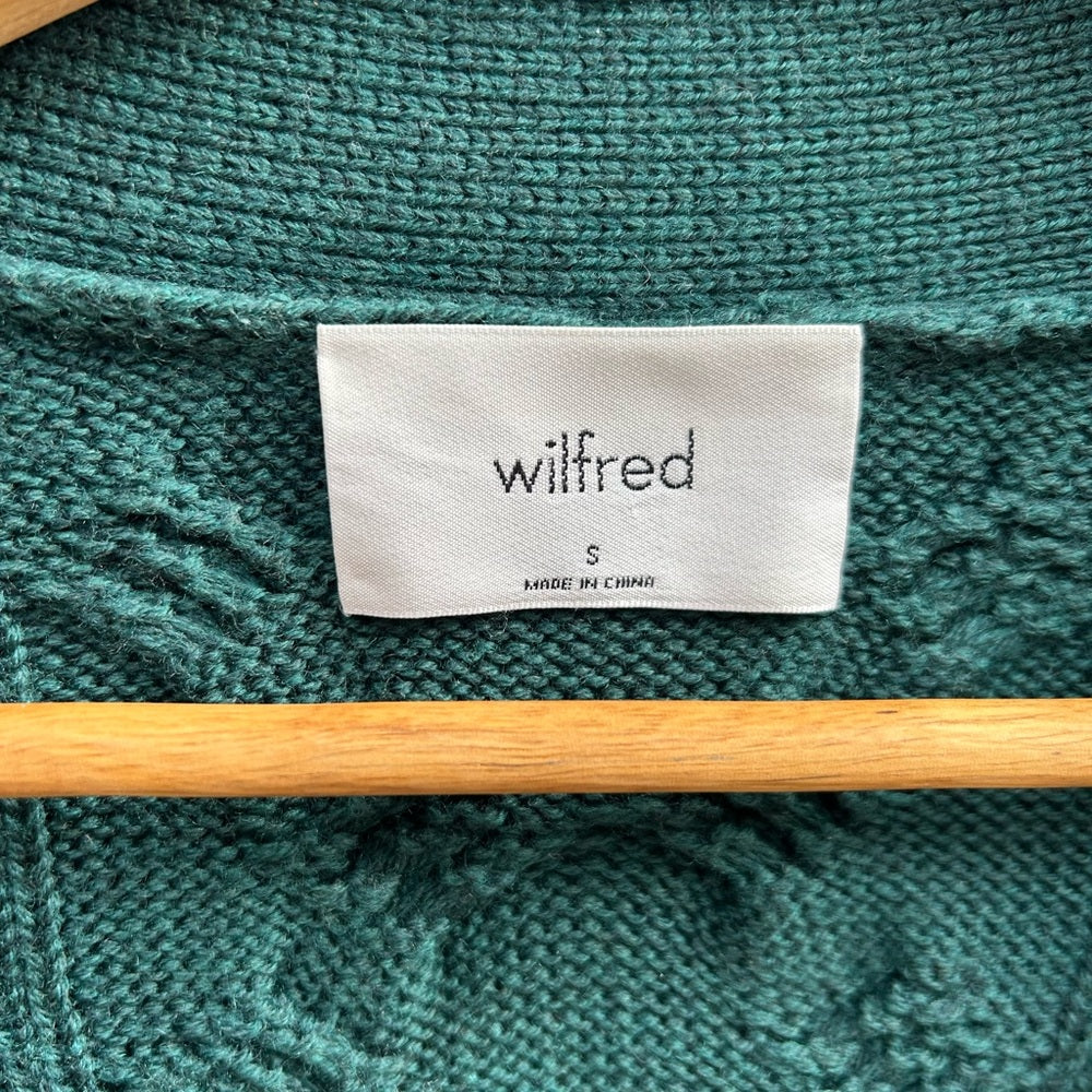 Aritzia Wilfred Forest Green Merino Wool Charlisa Cardigan, Small