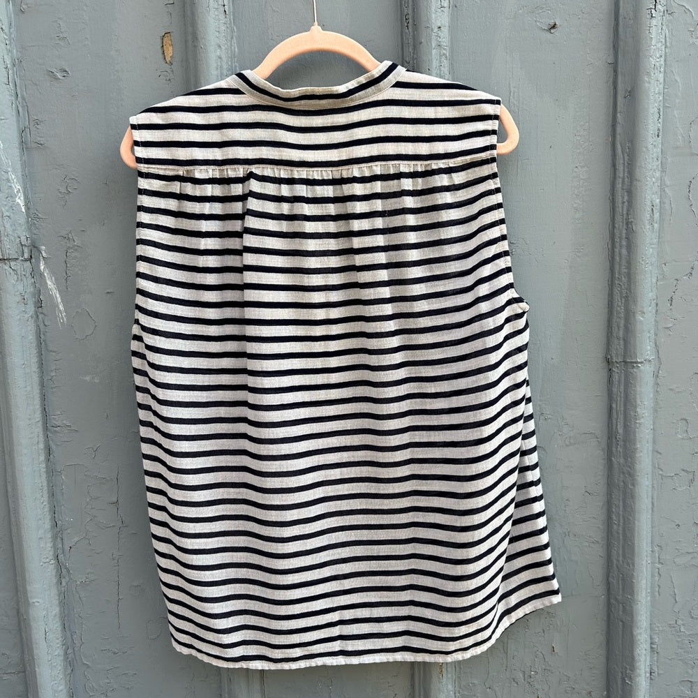 J Crew navy/ white sleeveless striped top, size 12