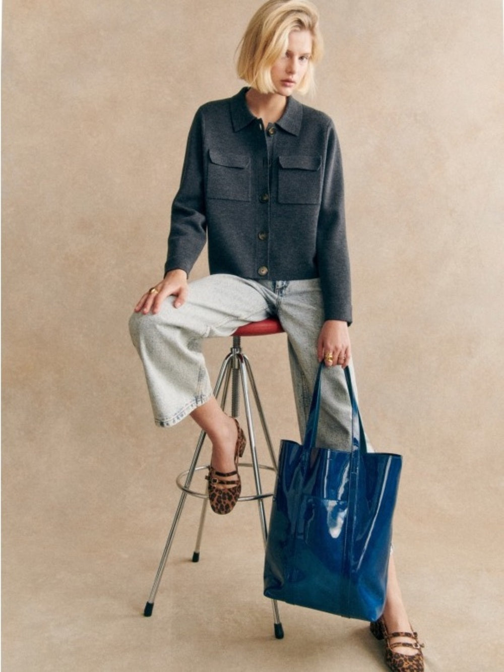 Sezane Anthracite Grey Betty Cardigan, BNWT, Size L