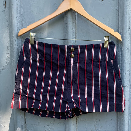 Ben Sherman navy striped hot pants shorts, size M