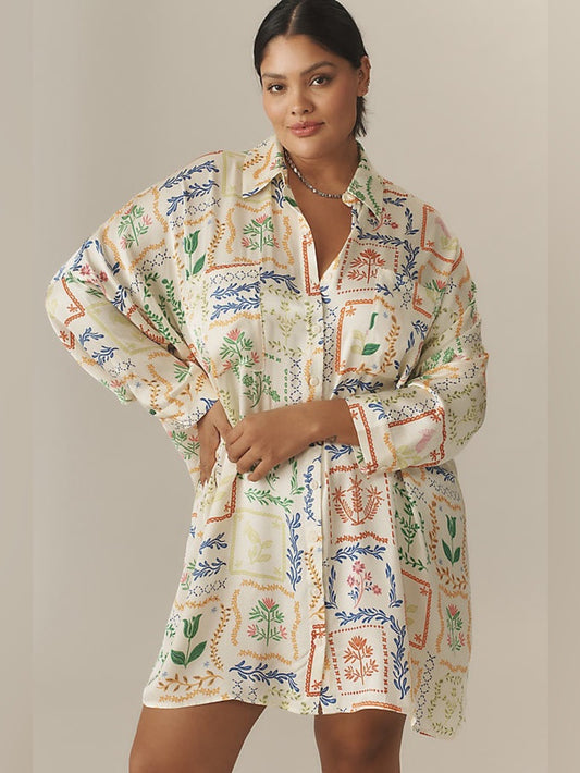 Corey Lynn Carter Floral Oversized Shirt dress, Small