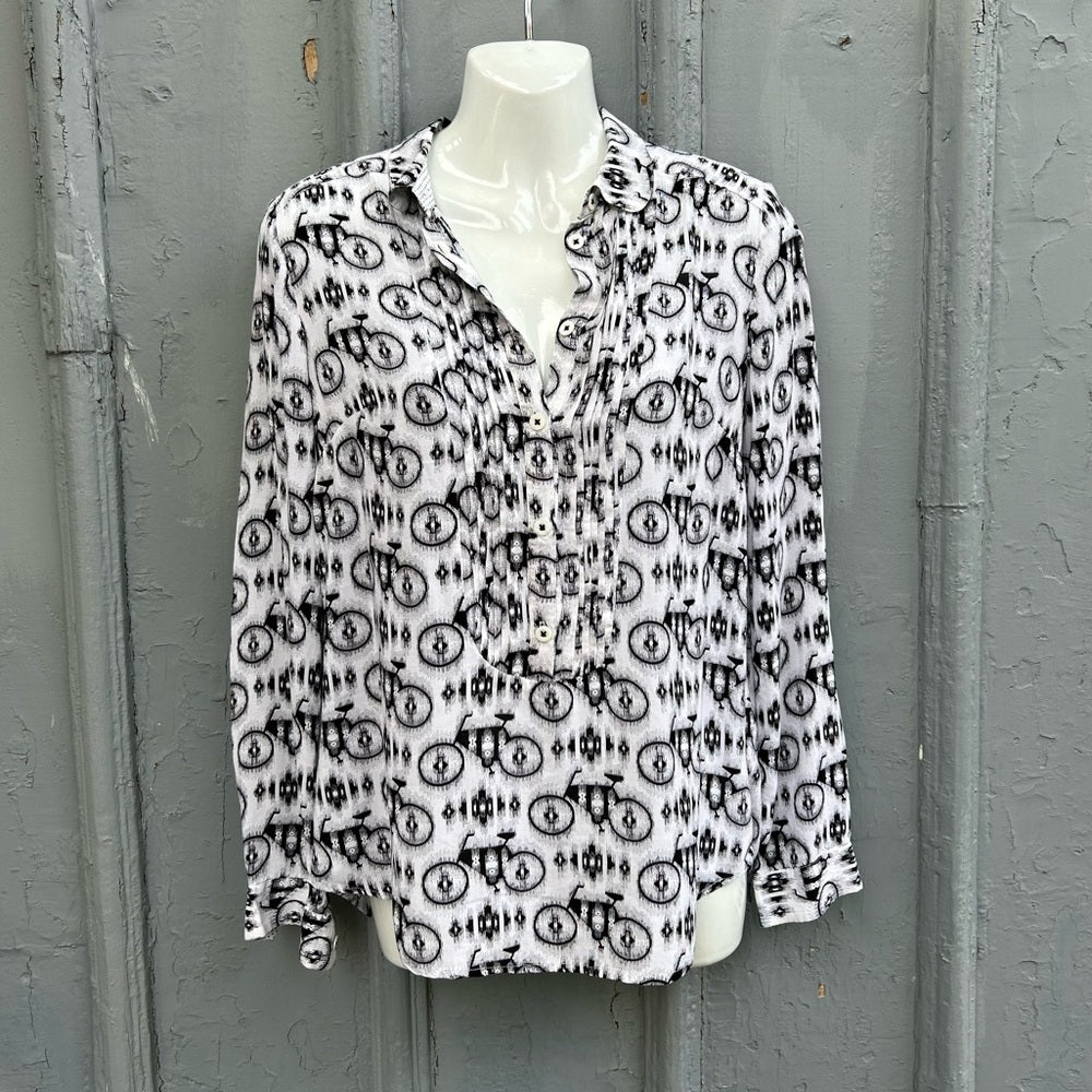 Maeve Anni Popover Blouse with Bicycles, size 2