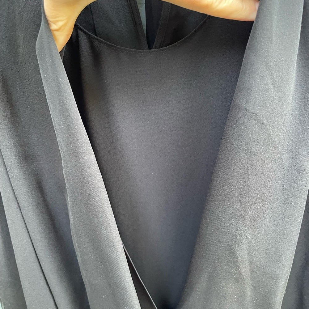 Rebecca Taylor Black Sleeveless Silk Blouse With Rhinestone Collar, size 12