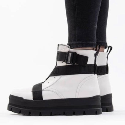 Ugg White Sid Combat Boots, size 7
