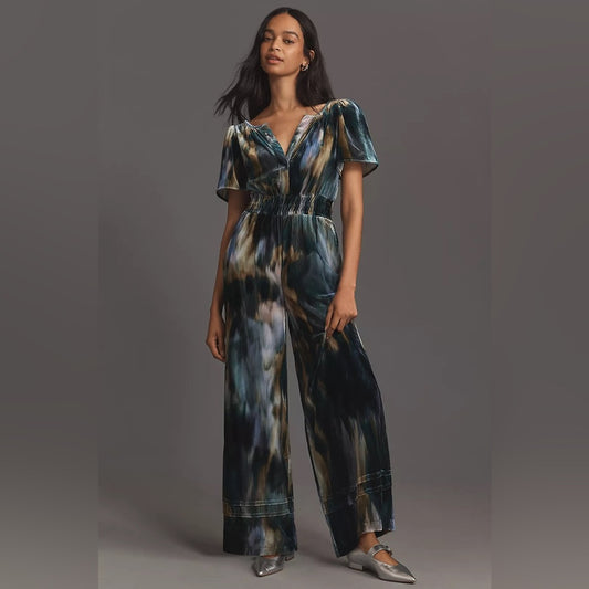 By Anthropologie The Somerset Jumpsuit: Velvet Edition, BNWT, size XL