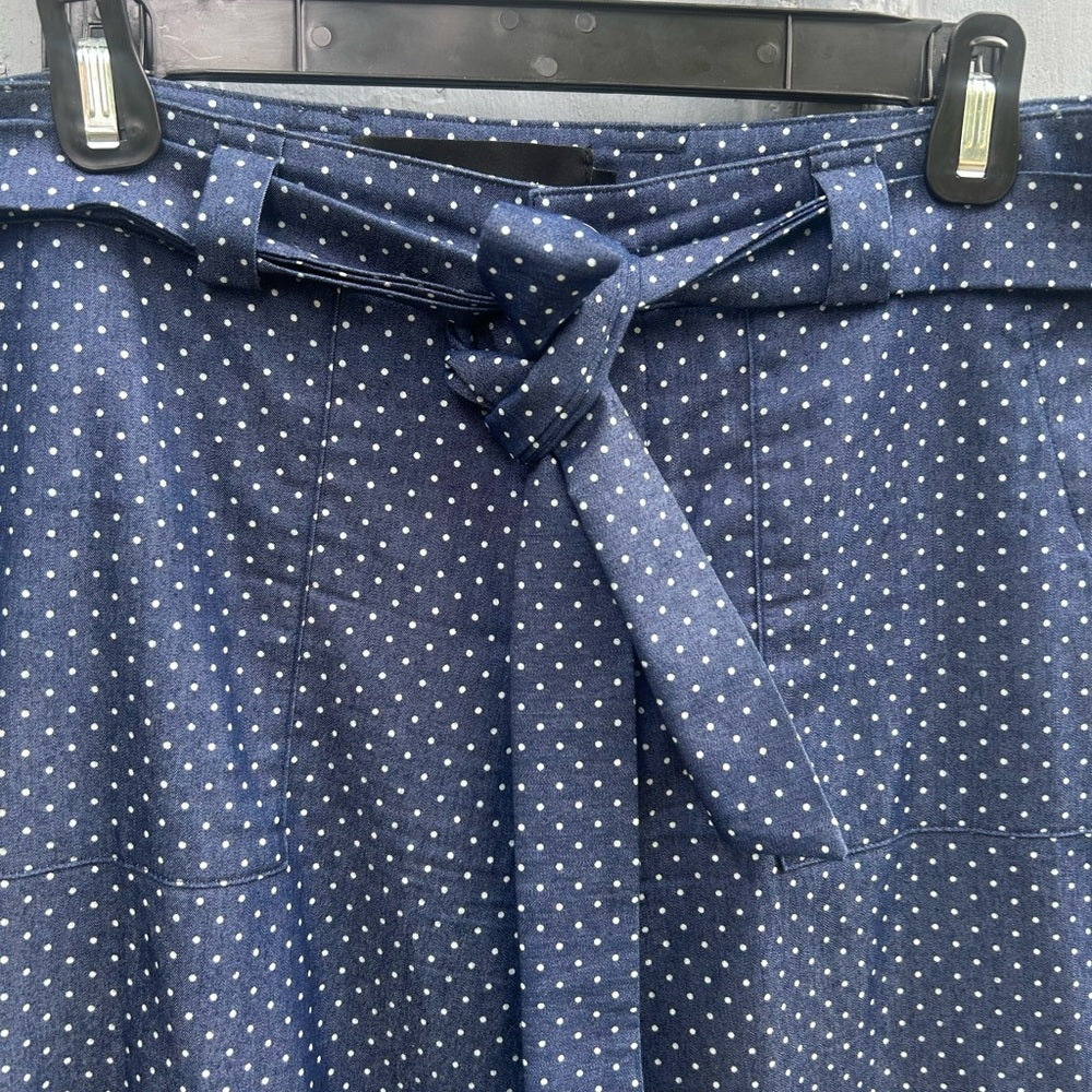 Bergstrom wide leg blue polka dot tie trouser, size 8