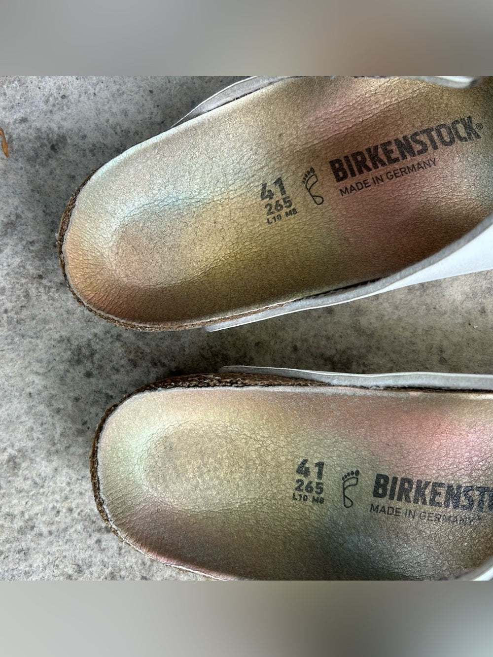 Birkenstock White Arizona Slides, size 41