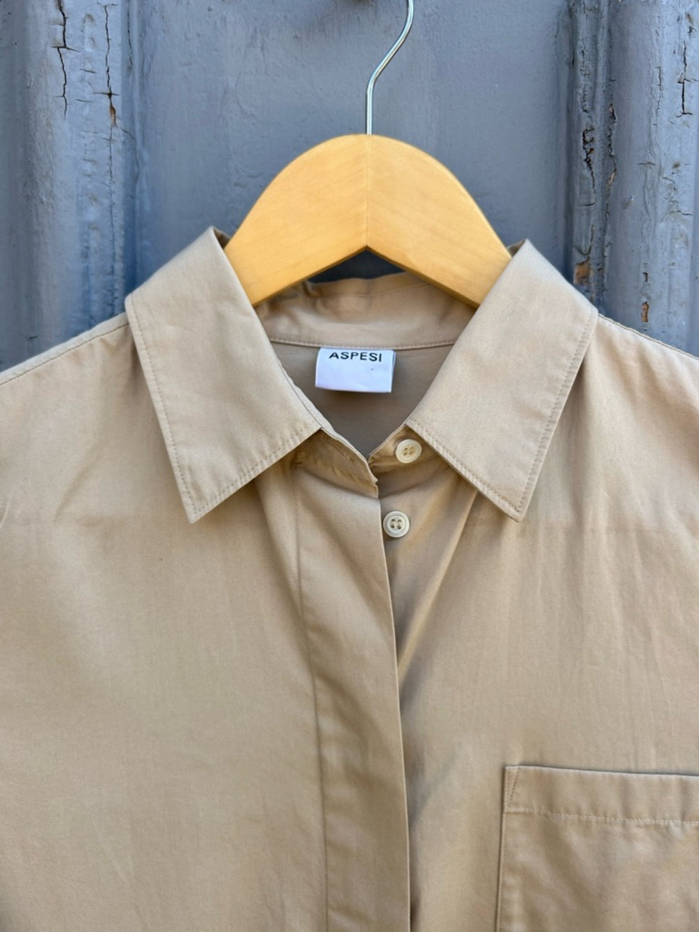 Aspesi Cotton Poplin fit & flare taupe shirt dress, size 38 (US 6/8)
