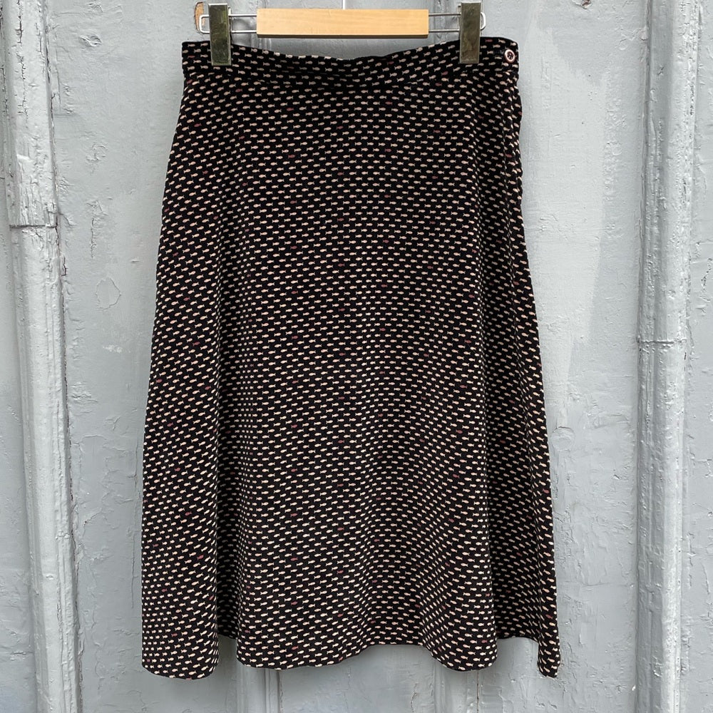 Vintage 70s Velvet Fish Patterned Skirt, size Small