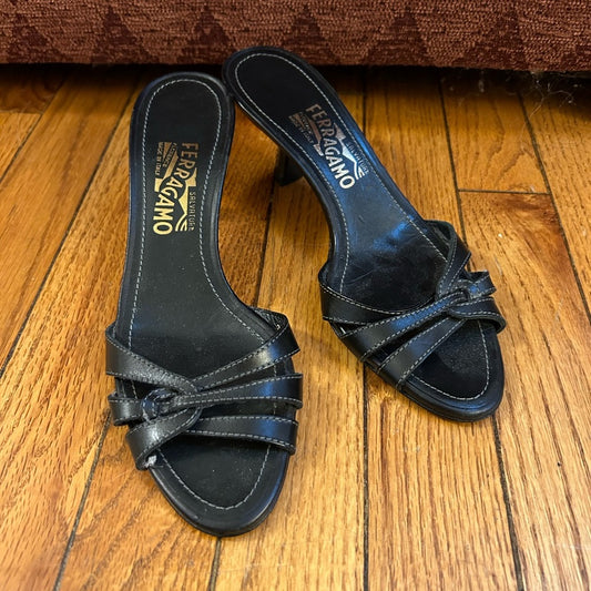 Salvatore Ferragamo Strappy Kitten Heel Sandals, size 8