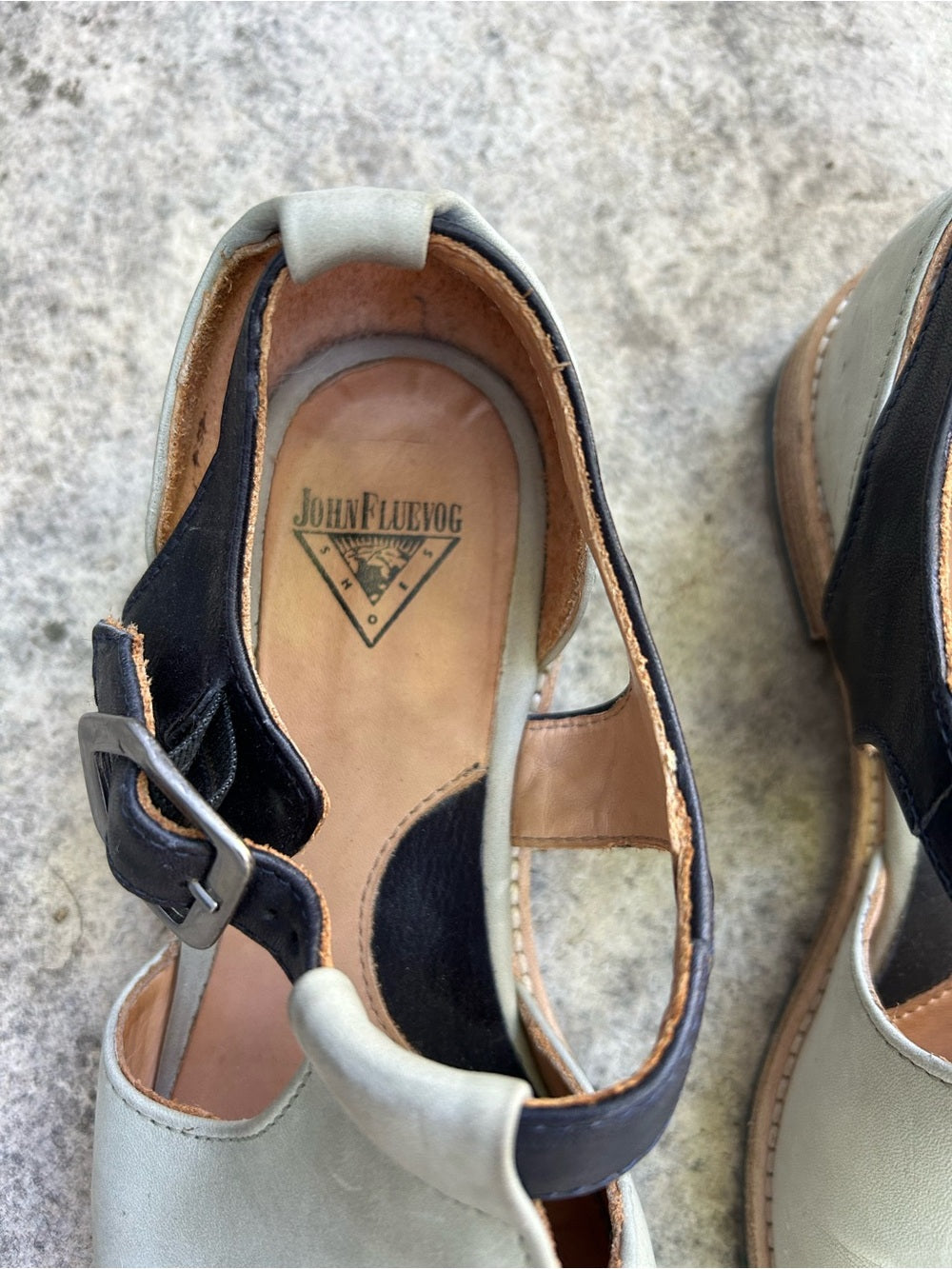 John Fluevog Modvog Maria-Louisa Side Buckled T-Strap Shoe, size 7.5
