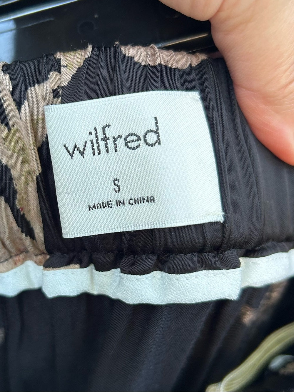 Wilfred Black Floral Tie Waist Pant, size Small