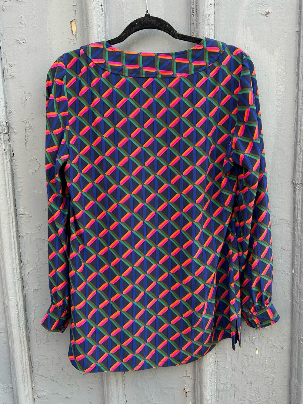 Trina Turk Alisha Geometric Print Silk Blouse, size M