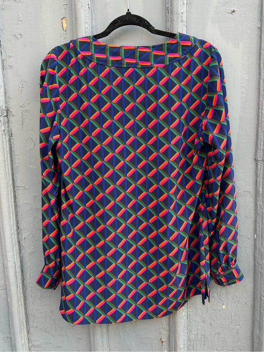 Trina Turk Alisha Geometric Print Silk Blouse, size M
