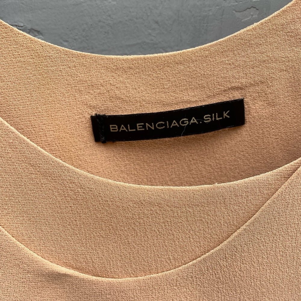 Balenciaga Silk Taupe Wrap Blouse, size 38