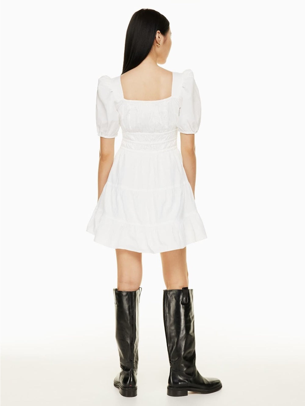 Sunday Best Martine Poplin Short-sleeve Dress, White, Size Medium
