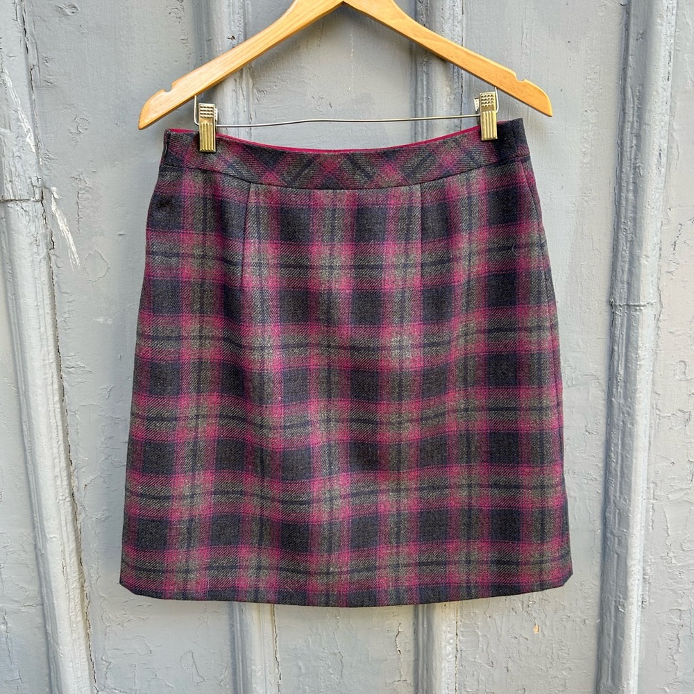 Laura Ashley Wool Plaid Mini Skirt, size 8