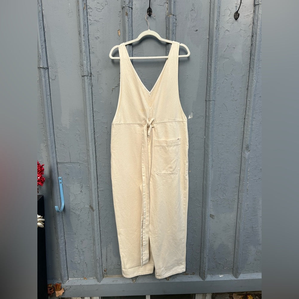 Alex Mill cream V neck denim jumpsuit, size M