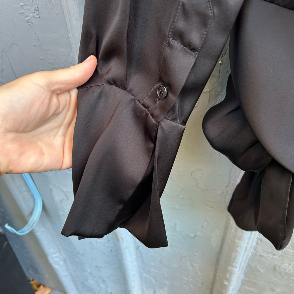 Stella McCartney Black Silk long sleeve tie waist blouse, size 42
