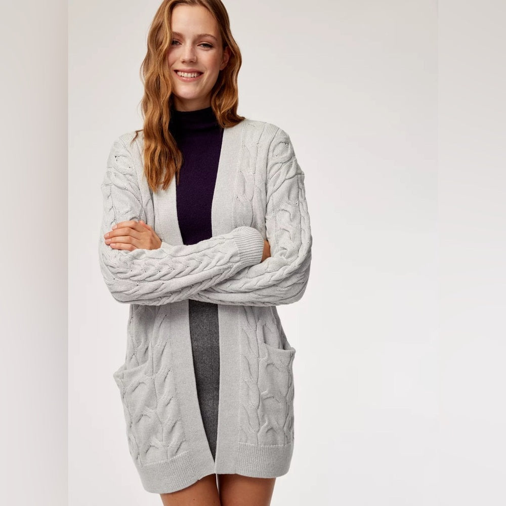 Aritzia Wilfred Forest Green Merino Wool Charlisa Cardigan, Small