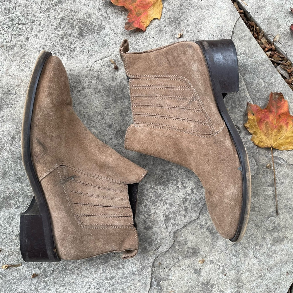 L’Intervalle tan suede pull on ankle boots size 38