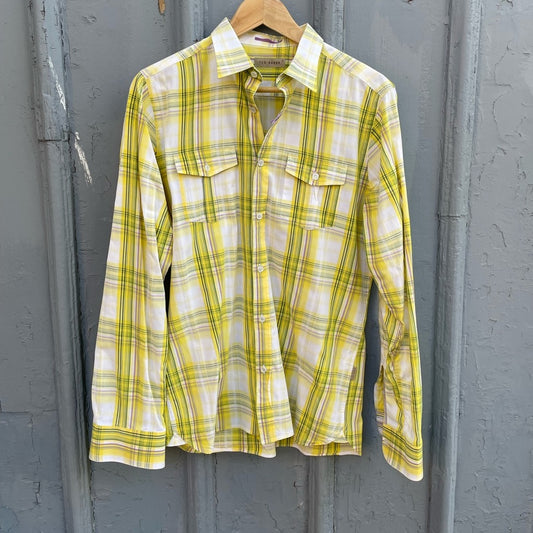 Ted Baker Yellow plaid “parag” Buttondown, size Ted 3 (Medium)