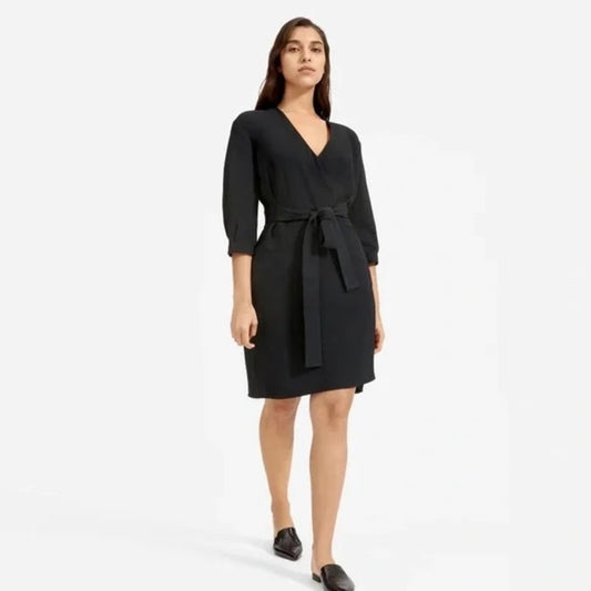 Everlane Japanese Go Weave wrap front dress, size 6