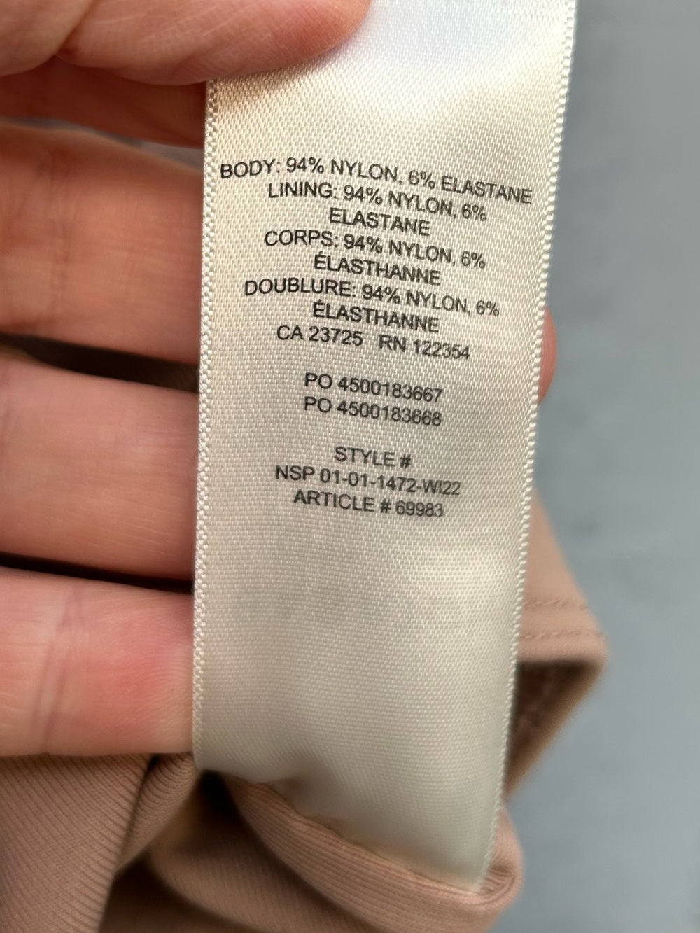 Babaton Taupe contour bodysuit, size M