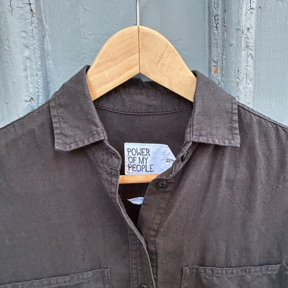 Power of my People black Wayward Fit Ss button up shirt, size xxs