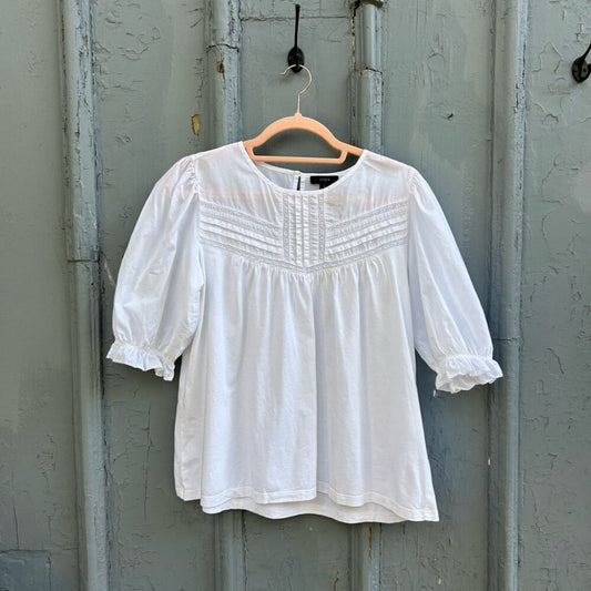 J Crew White Broderie Anglaise Tee, size Small