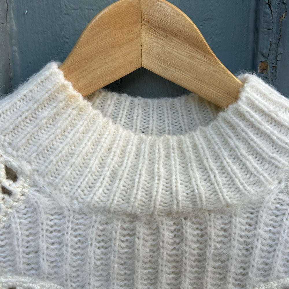 Vince Cream mock alpaca wool turtleneck with crochet, size xs
