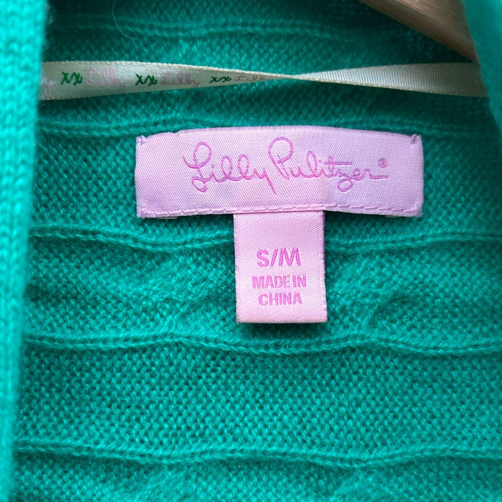 Lilly Pulitzer Cashmere Cable Knit Waterfall Cardigan, Size S/M