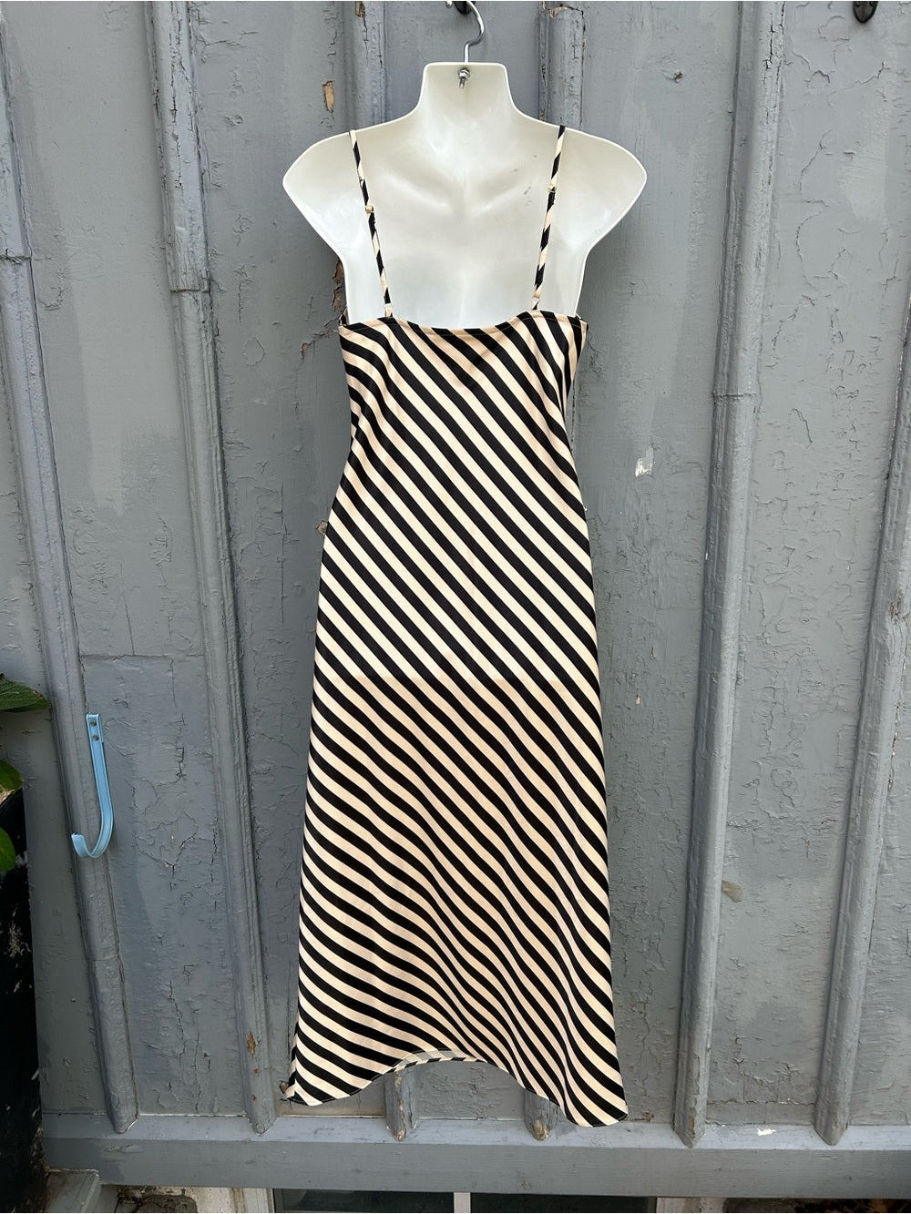 Shona Joy black & white Striped Satin Slip dress, size 4